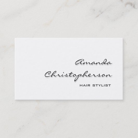 Grauschattenweiße Friseur-Stylist-Visitenkarte Visitenkarte (Vorderseite)