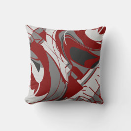 Grauschattierungen auf dunkelroten Blüten Abstrakt Kissen