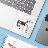 Grauschimmel-Karussellpferd Aufkleber (Laptop mit iPhone)