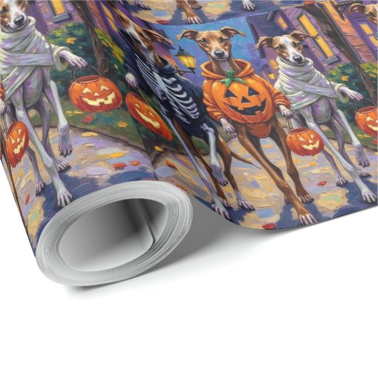 Grauschmuck-oder-Treating in Halloween-Kostümen Geschenkpapier (Rolleneckpunkt)