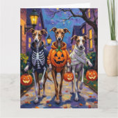 Grauschmuck-oder-Treating in Halloween-Kostümen Karte (Vorderseite)