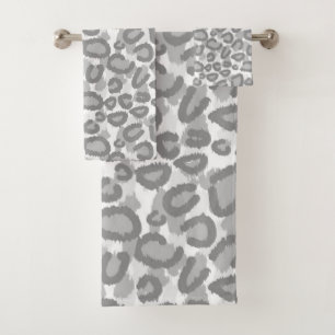 Grauschnee Leopard Printmedien Badetücher Set