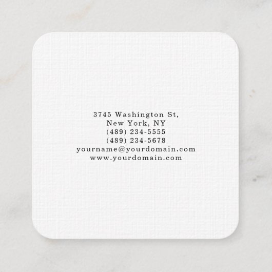 Grauschwarz Beruflich Stilvoll Minimalistische Tre Quadratische Visitenkarte (Rückseite)