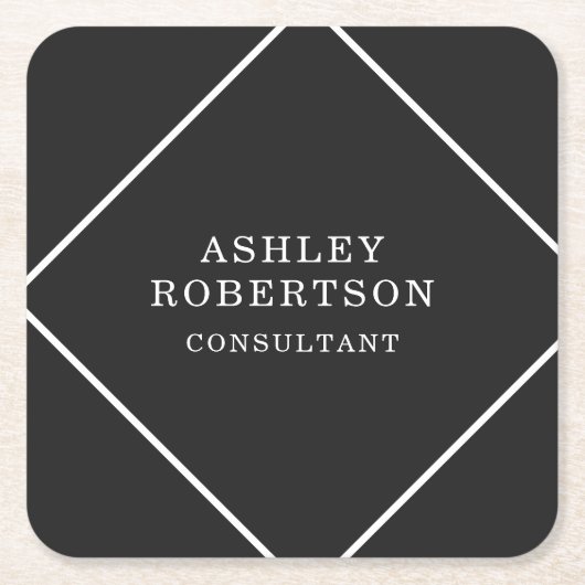 Grauschwarz Beruflich Stilvoll Minimalistische Tre Rechteckiger Pappuntersetzer (Vorderseite)