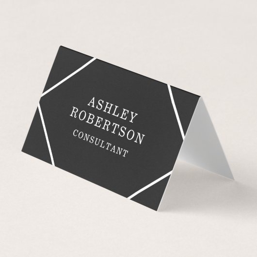 Grauschwarz Beruflich Stilvoll Minimalistische Tre Visitenkarten (Vorderseite)