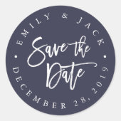 Grauschwarz | Moderner Pinsel Save the Date Runder Aufkleber (Vorderseite)