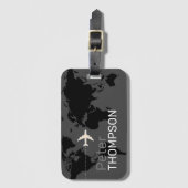 Grauschwarz personalisierte, elegante Reise Gepäckanhänger (Vorderseite Vertikal)