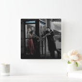 Grauschwarz Quadratische Wanduhr (Zuhause)