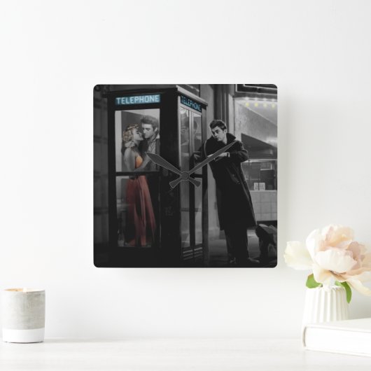 Grauschwarz Quadratische Wanduhr (Zuhause)