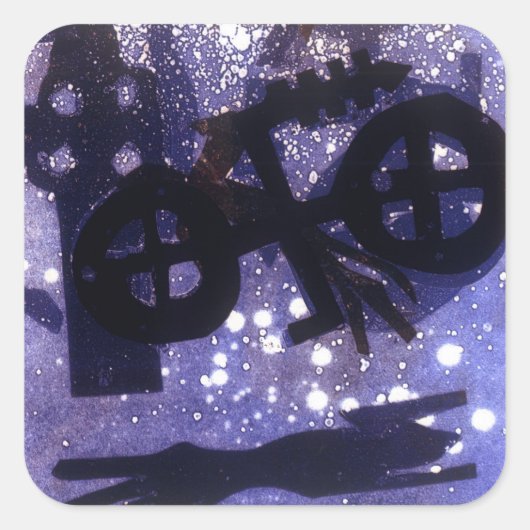 Grauschwarz Quadratischer Aufkleber (Vorderseite)