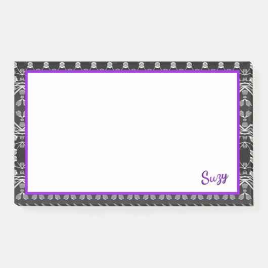 Grauschwarz und Lila Post-it Klebezettel (Vorderseite)