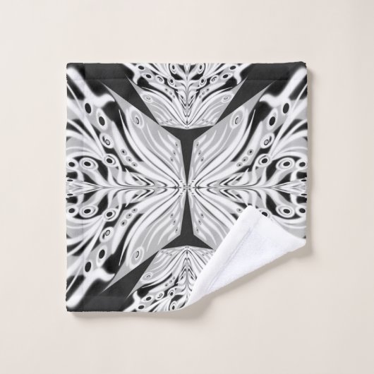 Grauschwarz und Weiß Butterfly Flügelgeflügel Abst Badhandtuch Set (Waschlappen)