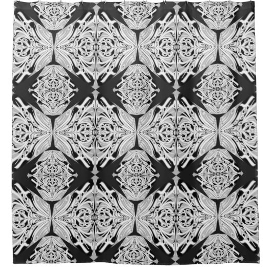 Grauschwarz und Weiß Butterfly Flügelgeflügel Abst Duschvorhang (Vorderseite)