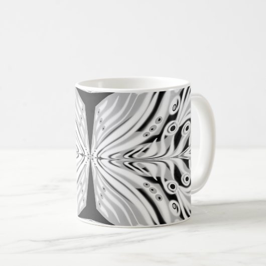Grauschwarz und Weiß Butterfly Flügelgeflügel Abst Kaffeetasse (VorderseiteRechts)