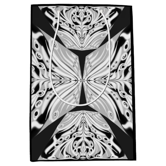 Grauschwarz und Weiß Butterfly Flügelgeflügel Abst Mittlere Geschenktüte (Vorderseite)