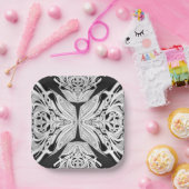 Grauschwarz und Weiß Butterfly Flügelgeflügel Abst Pappteller (Party)