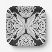 Grauschwarz und Weiß Butterfly Flügelgeflügel Abst Pappteller (Vorderseite)