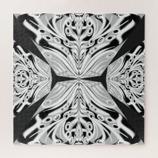 Grauschwarz und Weiß Butterfly Flügelgeflügel Abst Puzzle (Horizontal)