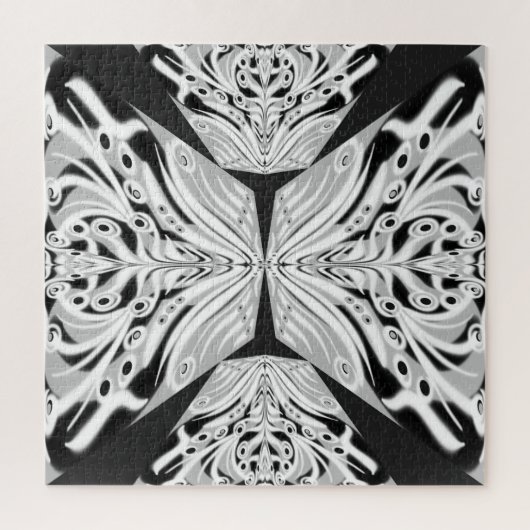 Grauschwarz und Weiß Butterfly Flügelgeflügel Abst Puzzle (Vertikal)