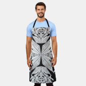 Grauschwarz und Weiß Butterfly Flügelgeflügel Abst Schürze (Getragen)