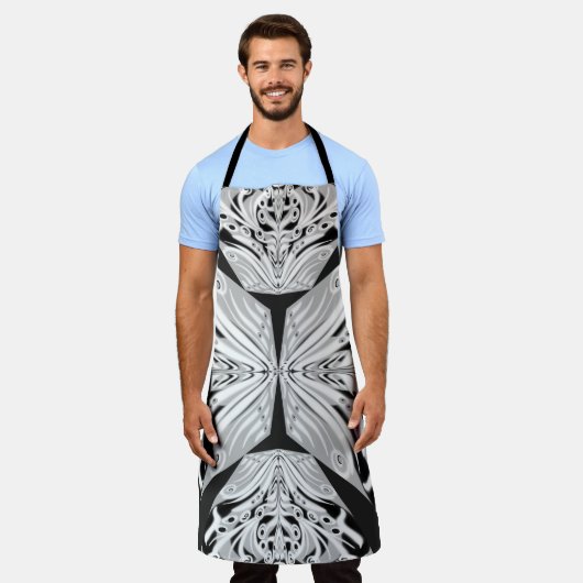 Grauschwarz und Weiß Butterfly Flügelgeflügel Abst Schürze (Getragen)