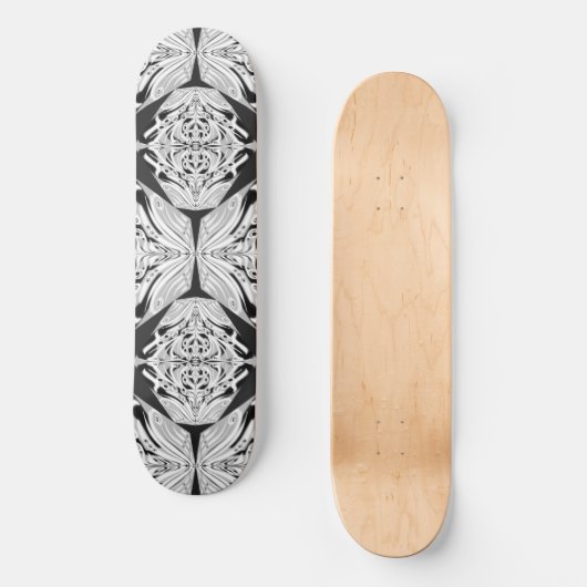 Grauschwarz und Weiß Butterfly Flügelgeflügel Abst Skateboard (Vorderseite)