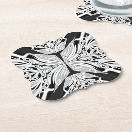 Grauschwarz und Weiß Butterfly Flügelgeflügel Abst Untersetzer (angewinkelt)