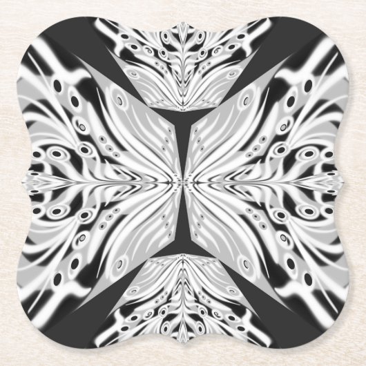 Grauschwarz und Weiß Butterfly Flügelgeflügel Abst Untersetzer (Vorderseite)