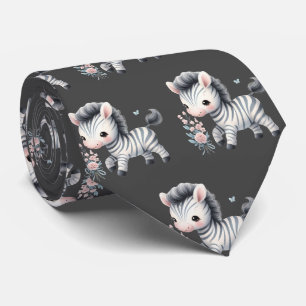Grauschwarz und Weiß Moderne Kawaii Niedlich Zebra Krawatte