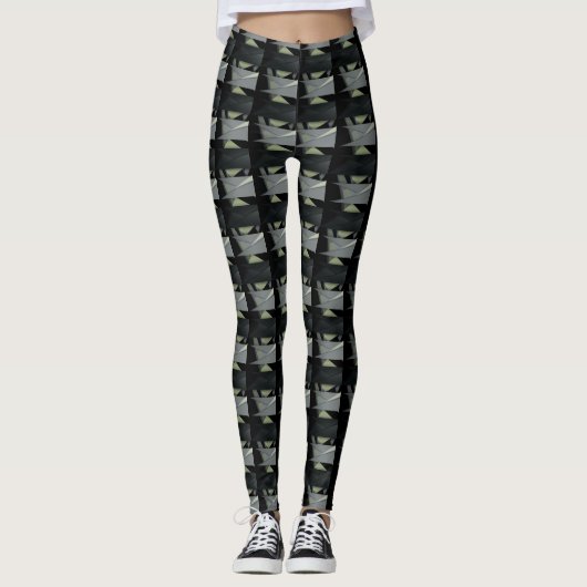 Grauschwarz, wiederholt geometrisch, Streifen oder Leggings (Vorderseite)
