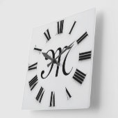 Grauschwarze Monogramme römische Zahlen Quadratische Wanduhr (Winkel)