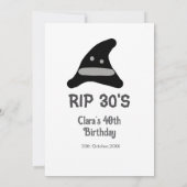Grauschwarzer RIP 30's 40. Geburtstag Hexenhut Einladung (Rückseite)