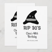 Grauschwarzer RIP 30's 40. Geburtstag Hexenhut Einladung (Vorne/Hinten)