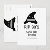 Grauschwarzer RIP 30's 40. Geburtstag Hexenhut Postkarte (Vorne/Hinten)