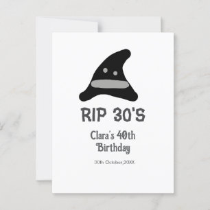 Grauschwarzer RIP 30's 40. Geburtstag Hexenhut Postkarte