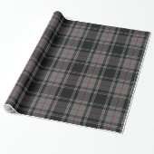 Grauschwarzer Tartan Kariert Geschenkpapier (Ungerollt)