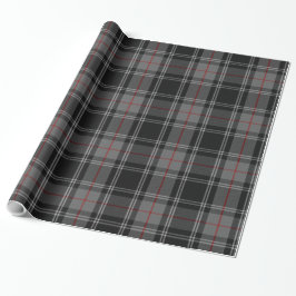 Grauschwarzer Tartan Kariert Geschenkpapier