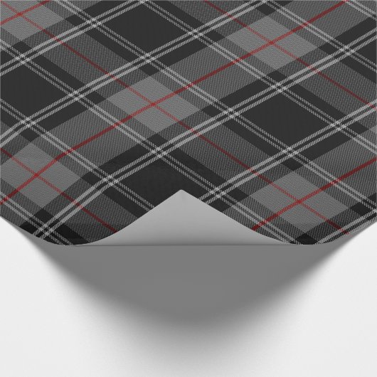 Grauschwarzer Tartan Kariert Geschenkpapier (Ecke)