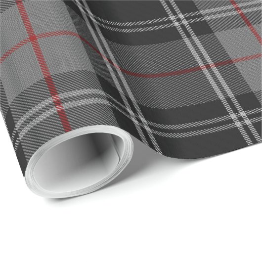 Grauschwarzer Tartan Kariert Geschenkpapier (Rolleneckpunkt)