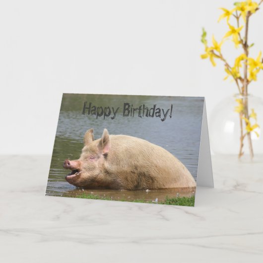 Grauschweine Geburtstag Karte (Gelbe Blume)