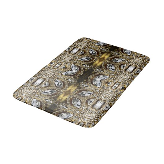 Grausilber und Schwarz-Deko-Muster Badematte (Schrägansicht)