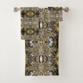 Grausilber und Schwarz-Deko-Muster Badhandtuch Set (Insitu)