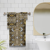 Grausilber und Schwarz-Deko-Muster Badhandtuch Set