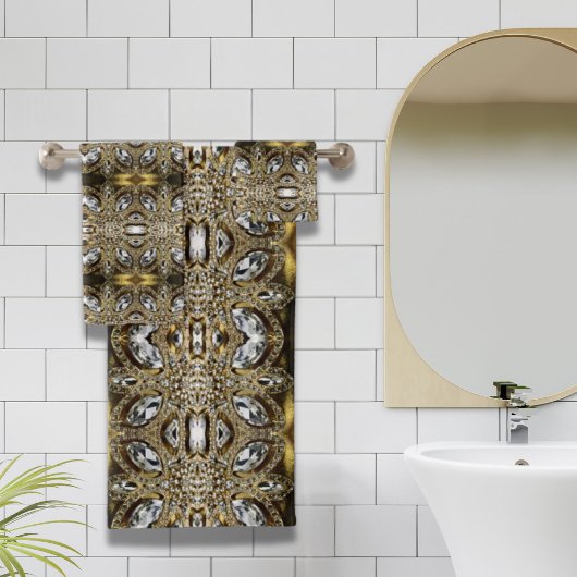 Grausilber und Schwarz-Deko-Muster Badhandtuch Set