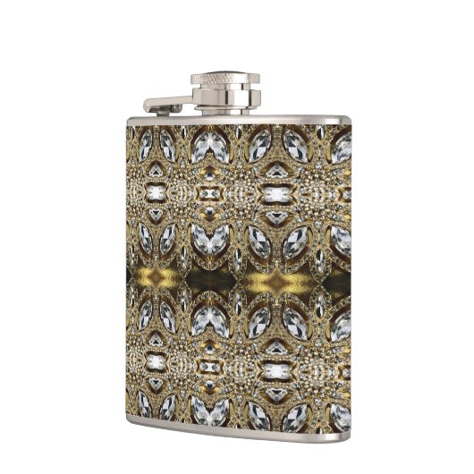 Grausilber und Schwarz-Deko-Muster Flachmann (Links)