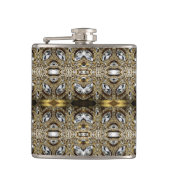 Grausilber und Schwarz-Deko-Muster Flachmann (Vorderseite)