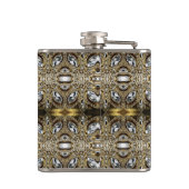 Grausilber und Schwarz-Deko-Muster Flachmann (Rückseite)