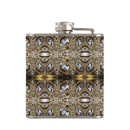 Grausilber und Schwarz-Deko-Muster Flachmann (Rückseite)