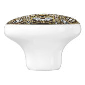 Grausilber und Schwarz-Deko-Muster Keramikknauf (Seitenansicht)