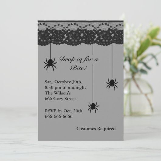 Grauspinnen und Lace Costume Party Einladung (Stehend Vorderseite)